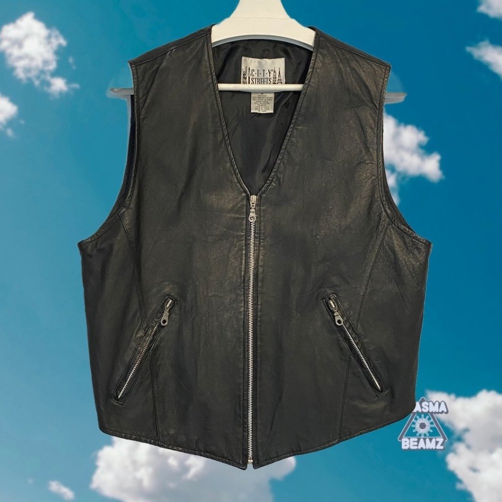 City Streets Black Leather Vest